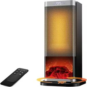 실내용 공간 난방기 1500W PTC 세라믹 전기 히터 온도 조절기 표시 70 진동 리모컨 12시간 머
