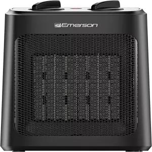 Emerson SH1501 1500W 전기 스페이스 히터 3단계 온도조절기 탑재 휴대용 PTC 세라믹 빠른 가열/팬 모드