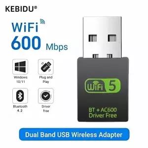 600Mbps USB WiFi 블루투스 수신기 송신기 2 in 1 동글 듀얼 밴드 어댑터 PC 노트북 용 무선 네트워크 카드