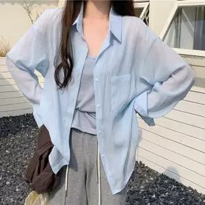 로리에 여성 셔츠 남방 루즈핏 썸머 긴팔 롱