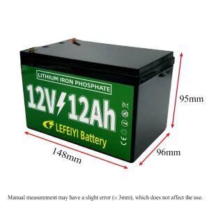 12V 배터리 LiFePO4 인산철 12Ah, 전기 자동차, 태양광 가로등 및 기타 장비의 전원 공급용