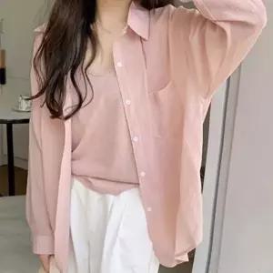 여성여름셔츠 여성 시스루 셔츠 남방 루즈핏 썸머 긴팔 롱 블라우스