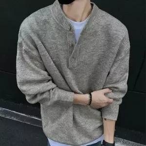 루즈핏 남성 데일리 캐주얼 오버핏 헨리넥 남자니트 니트 스웨터
