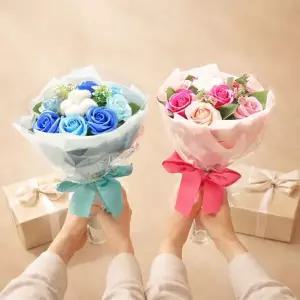 코튼로즈 비누꽃 꽃다발 로즈데이 성년의날 생일 기념 선물