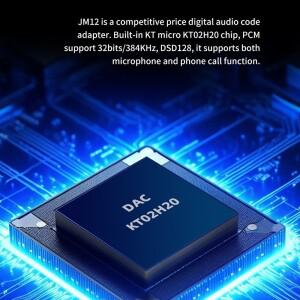 JCALLY 실버 도금 도체 디지털 오디오 어댑터, JM12, USB C DAC 칩, KT02H20, DSD128, 32 비트, 384KH