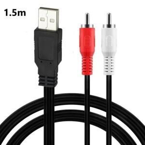 USB A 남성 - 2 RCA 포노 케이블 리드 PC TV Aux 오디오 어댑터 듀얼 데이터 연장
