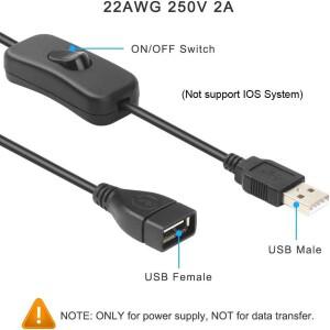 스위치 ON/OFF 케이블이 있는 28cm USB LED 스트링용 확장 토글 가제트 전원 공급 장치 도구