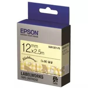 EPSON 라벨프린터리본 리락쿠마(SGR12EY)노랑 흑문자 [BOY98224]