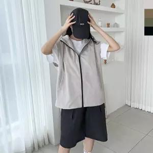 여성 바람막이 조끼 여자 오버핏 일체형 후드 조끼 [BBF68198]