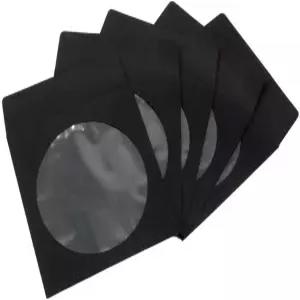 100팩 Maxtek 프리미엄 두꺼운 블랙 컬러 종이 CD DVD 슬리브 봉투 창문 컷아웃 및 플랩 100g 무게.