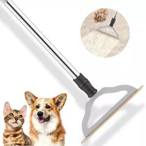 카펫용 반려동물 털 제거제 개 고양이 조절 가능한 긴 손잡이 갈퀴 강력한 빗자루 재사용 대형 스크레이퍼