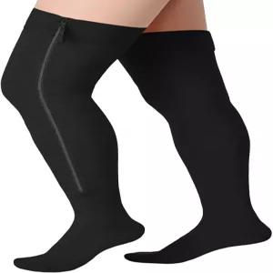여성 및 남성용 부종 를 위한 허벅지 높이 지퍼 압박 양말 20-30 mmHg 스타킹