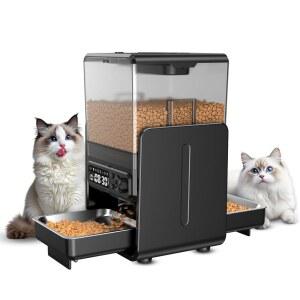 고양이 2마리를 위한 시티플리 자동 사료 공급기 5L / 20컵 음식 디스펜서 조절 가능한 높이의 이중 그릇