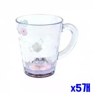 튼튼한 투명 손잡이컵 11x8x10cm x5개 가정용컵 물컵
