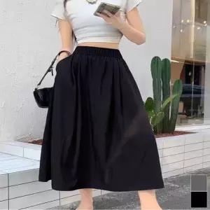 플레어스커트 여자 A라인 롱스커트 밴딩 무지 정장 스커트