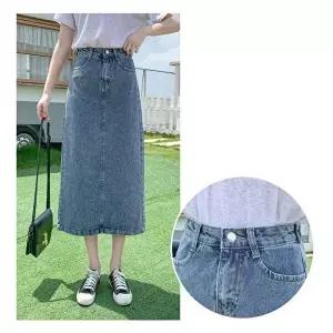 출근룩 롱청지마 여성용 연청 롱 M~XL H라인 진청 흑청 치마 데님