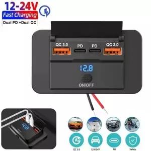 듀얼 PD USB C 어댑터 콘센트 차량용 충전 포트 소켓 벽걸이 액세서리 (보트 해양 캠핑카 RV 트럭 골프