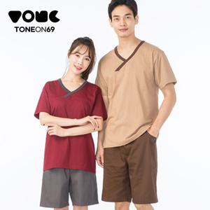 국산 찜질복 상의 하의 사우나복 마사지복 세트