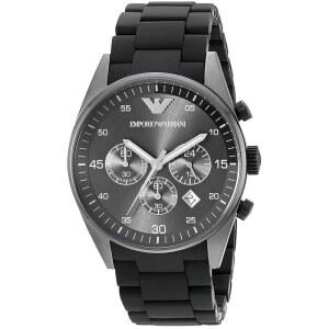 아르마니 EMPORIO AR5889 러버 벨트 크로노그래프 손목시계 블랙 콤비러버
