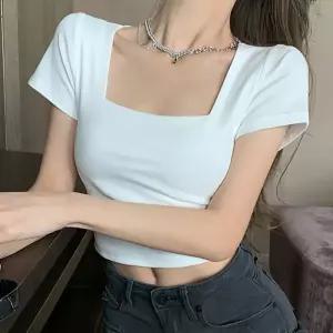 스퀘어넥 슬림핏 캡소매 크롭반팔티 NF-64