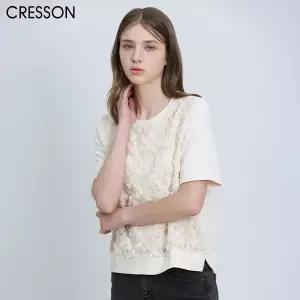 [크레송(CRESSON)] 로맨틱 레이스 반팔 블라우스 티 (택가격: 158000원)