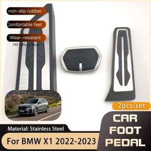 BMW 호환 X1 U11  자동차 풋 페달 가속 브레이크 스테인레스 스틸, 드릴링 미끄럼 방지 커버 패드 AT MT