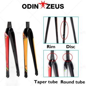 OdinZeus 700C 카본 파이버 자전거 포크 유니버설 퀵 릴리즈 로드 바이크 디스크/림 브레이크 호환 라운드
