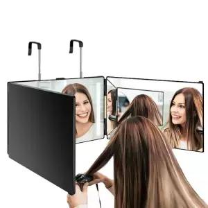 LED 조명이 있는 3면 거울 360도 접이식 헤어컷 셀프 헤어드레싱 스타일링에