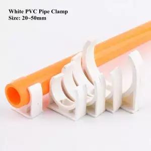 흰색 PVC 파이프 클램프 물 공급 정원 관개 튜브 클립 수족관 어항 어댑터 고정 2 50 개 20 50mm