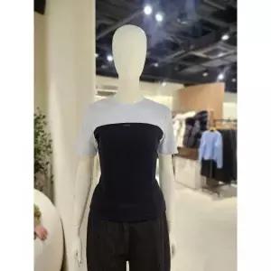 일부수량 온앤온 라운드넥 허리리본 배색 티셔츠 NJW6ME321 2774937