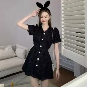 원피스 트위드 여자 결혼식 하객룩 피로연 상견례 미팅 결혼식 반팔 프릴 학생 모임 상견례 스커트 버튼