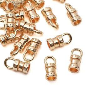 피어레인 18K 금 도금 매듭 커버 코드 엔드 캡 5x10mm 구멍 3mm 주얼리 제작용