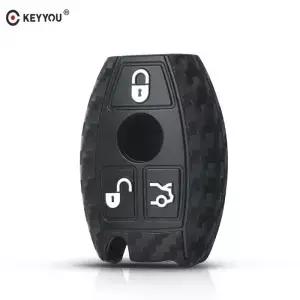 KEYYOU 원격 자동차 키 탄소 섬유 실리콘 케이스 메르세데스 벤츠 A180 A200 A260 W203 W210 W211 AMG W204