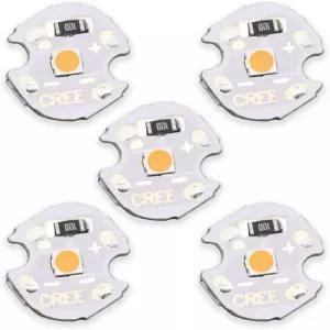 LEDGUHON 5Pcs 1W 5V 따뜻한 3000K SMD COB LED 칩 고출력 비드 PCB 히트 싱크 베이스 700mA 120도 14mm