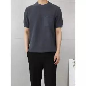[세컨에디션]남자 포켓 라운드 반팔 니트_P433011661