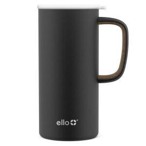 ello 엘로 캠피 머그 텀블러, 여행용 18온스 차, 단열 진공 머그컵, BPA 프리, 매트 블랙