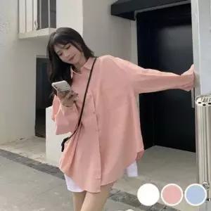 [옷은날개] 여성 베이직 스타일 칼라 루즈핏 데일리 패션 긴팔 셔츠