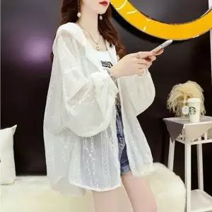 레이스 여름 코트 루즈핏 비치웨어 얇은 가디건 자외선차단 여자 여성 살안타템