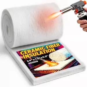 eieioo 세라믹 섬유 단열재 2300F 담요 나무 난로 배플 벽난로 대장간 피자 오븐 굴뚝 보일러용 두께 24