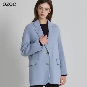 [오조크(OZOC)] 핸드메이드 투버튼 하프 코트 (택가격: 239000원)