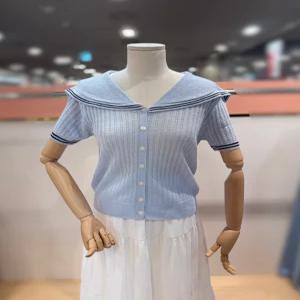 플라스틱아일랜드 마린 러배색 반팔 가디건 PS7XB3GE 675471