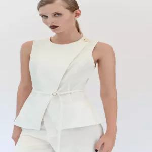 ZARA Z1975 크로스 데님 벨트 베스트 - 화이트 7484/168/250