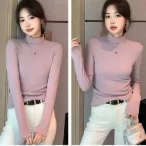 친절한탄씨 여성 긴팔티 목폴라 면 티셔츠 무지 반폴라 이너웨어 이너목폴라 여성폴라티 하프넥티