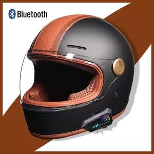 바이크 오토바이헬멧 하이바 Bluetooth를 탑재한 풀페이스 레트로 복고풍 엔틱 헬멧 - DOT 인증 오프로드