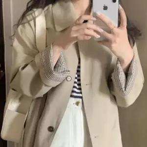 [의류] 여자 롱체크 트렌치코트 클래식 간절기 데일리룩