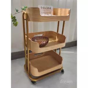 우드 미용실 왜건 웨건 트롤리 3단 선반 원목 카트 엔틱