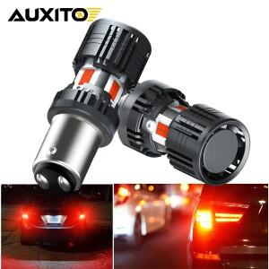 AUXITO 2개 P21/5W LED 캔버스 브레이크 등 1157 Bay15d 전구 12V 빨간색 후미등 방향지시등 팬 포함 오류