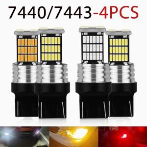 4Pcs 자동차 Led 브레이크 라이트 전구 7440 45Smd 역방향 조명 테일 주차 지시등 바이크 오토바이
