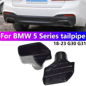 BMW 호환 호환 G30 G31 520i 업그레이드 5 시리즈 자동차 304 스테인레스 스틸 배기 팁 검정색 도금 직사각