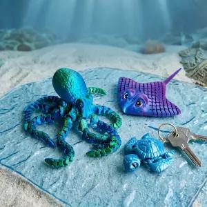 3D 피규어 장난감 입체 프린팅 동물 관절 피젯 토이 문어 가오리 거북이